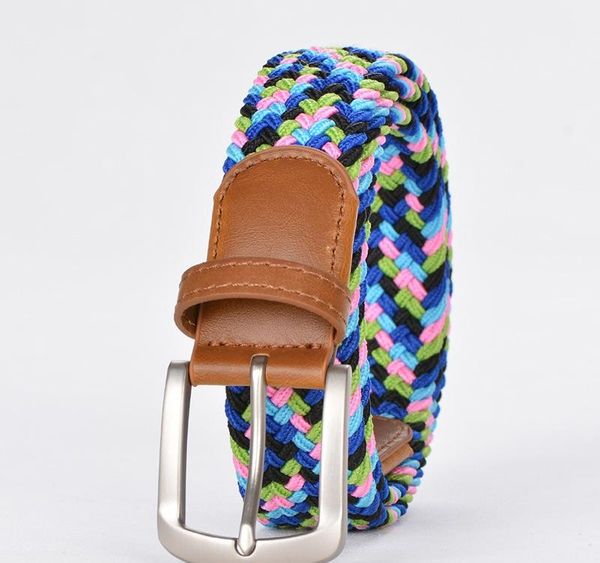 

belt elastic for men golf leather belt male stretch cross buckle casual man waistband of four color elastic mixed01, Black;brown