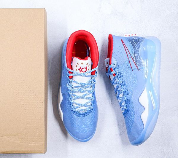 

2020 zoom kd12 ep sjx xii durant 12s basketball shoes royal blue mesh stitching men's actual anniversary university 12s sports sneakers, White;red
