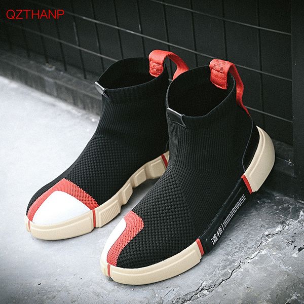 

2020 men sneakers casual shoes socks footwear slip on dropshipping male tenis masculino adulto weave mesh breathable style, Black