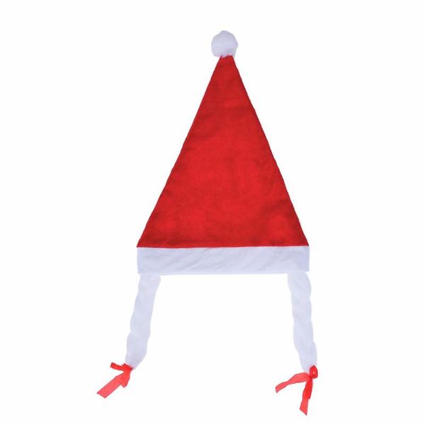 

non-woven christmas hat fashion trend korean street accessories lovely soft santa claus hat holiday gift with braid