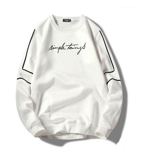 

letters embroidery mens hoodies pullover long sleeve crew neck mens sweatshirts spring autumn casual male, Black