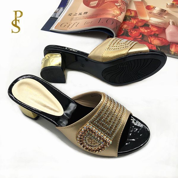 

comfortable round head slippers for women fashionable women's shoes set with rhinestones, Black