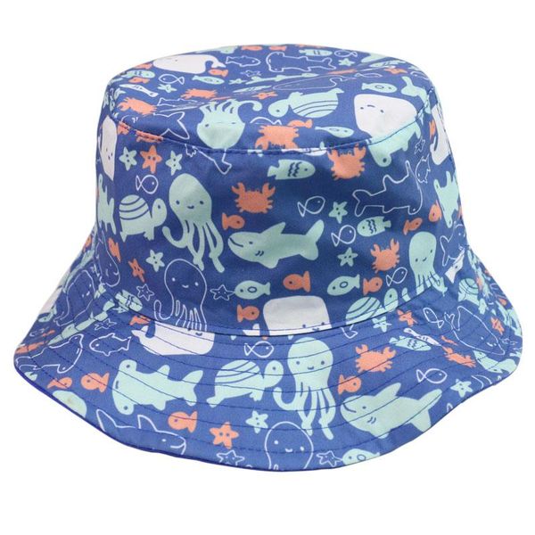 

ocean shark s bucket hats beach caps xl fish animal size child m for new outdoor sun print l foxmother kids crab blue whale ytiox bdehome, Black;white