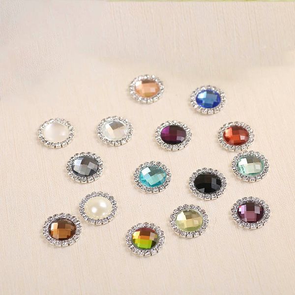 

10pcs 20mm colorful round rhinestone pedestal crystal bezel cabochons for diy handmade bow accessories jewelry making findings