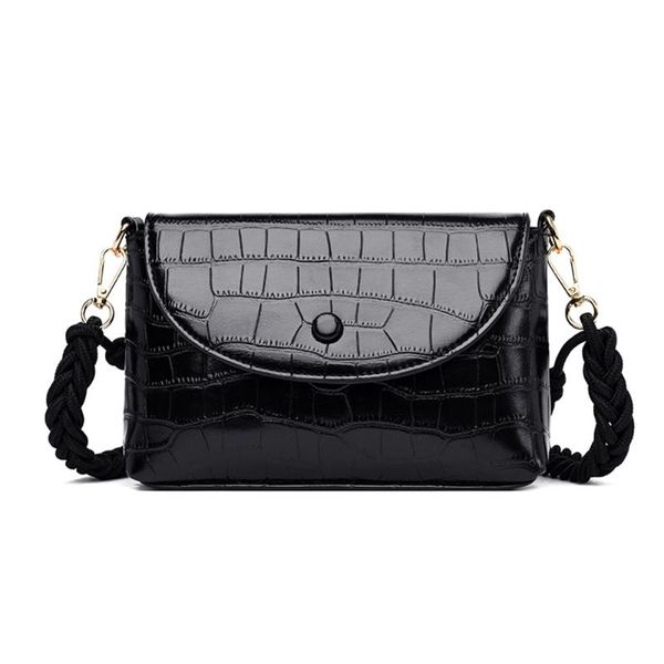 

fashion stone pattern messenger bag women girls pu leather weave braided shoulder crossbody bags bolsas female solid color purse