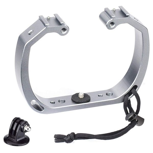 

underwater diving rig with cold shoe mounts & wrist strap for goprohero3, hero4, hero5, hero6, hero7 and other waterproof action