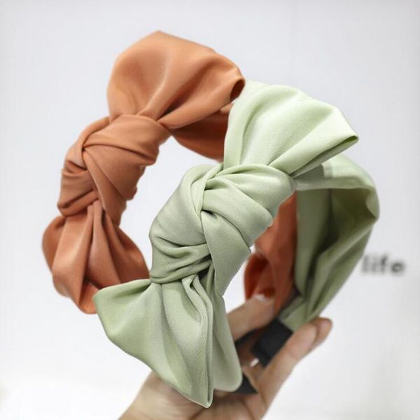 

new women hairband big bow knot headband soft elegant turban solid hair band girls fresh hair accessories