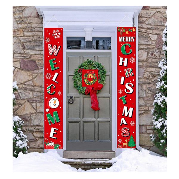 

christmas couplet holiday decoration door couplet banner christmas outdoor hanging flag 3pcs/setnew year couplet