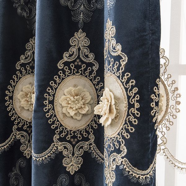

curtain & drapes embossed pearl floral curtains for bedroom european style luxury embroidery screen blackout window treatment js248c