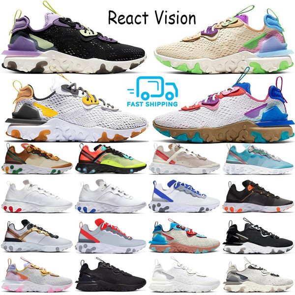 

2020 new react vision running shoes men women react element 87 55 light bone triple black bred hyper pink mens trainers sports sneakers