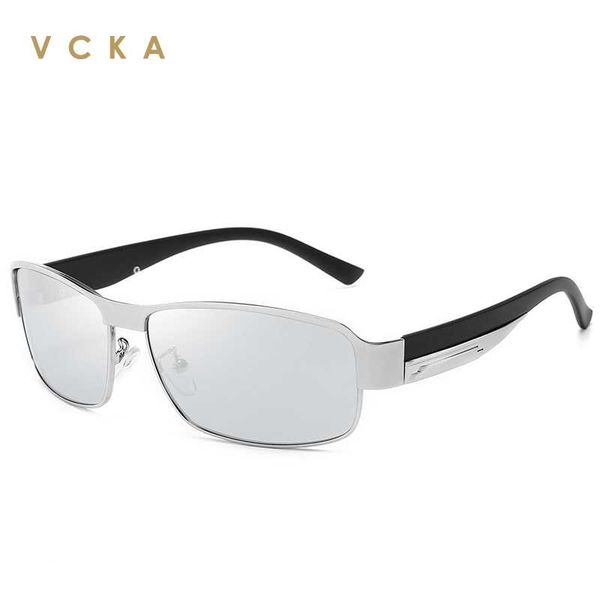 

vcka men driving pchromic sunglasses polarized discoloration sun glasses travel square uv400 goggles masculino, White;black