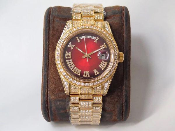 

mens watch 904l diamond watch reloj de lujo 2836 movement watches week calendar double time automatic montre de luxe i0, Slivery;brown