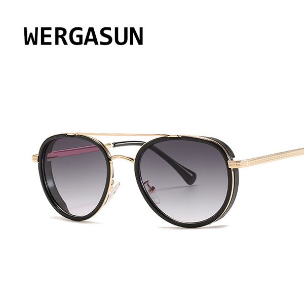 

wergasun vintage round steampunk sunglasses women men brand metal sun glasses ladies uv400 steam punk design sunglass male, White;black