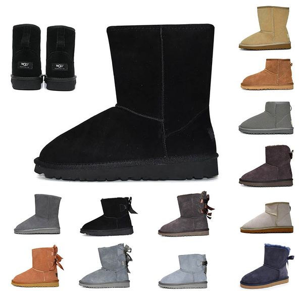 

women snow boots winter boot mini ankle short ladies girls triple black chestnut coffee navy blue women shoes