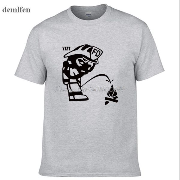 

men's short sleeve t-shirts men casual cotton tshirt funny firefighter peeing on fire t-shirt shirt summer printing tees