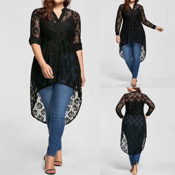 

2020 lace women streetwear blouse see-through 5xl plus size for women clothing summer and blouses, White