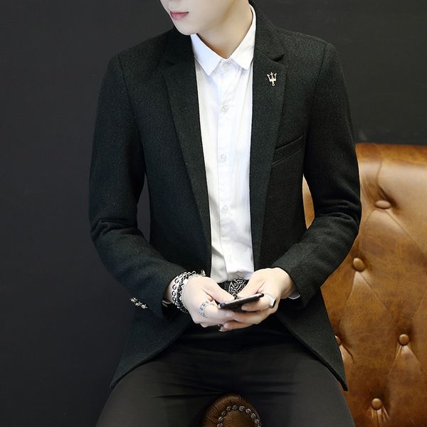 

new mens costume homme blazer suits quality outwear coat fashion blazers slim fit woolen dropshipping brand clothes, White;black
