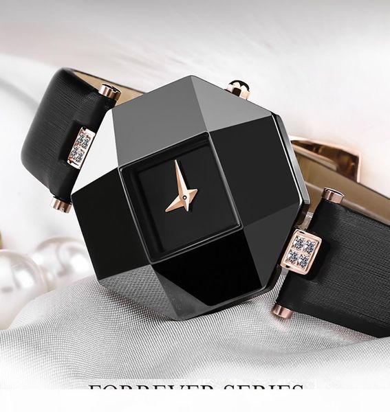 

2019 luxury women watch new fashion women dress watches ceramic case leather strap relogio feminino lady quartz wristwatch brw, Slivery;brown