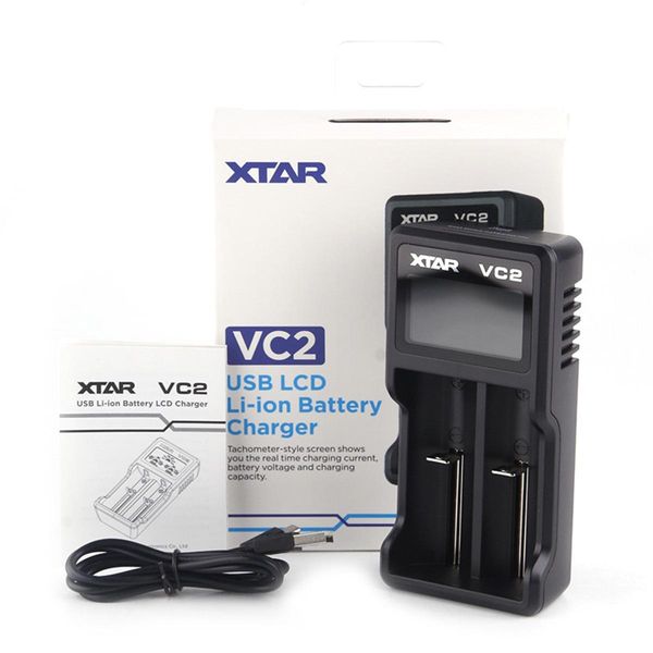 

original xtar vc2 chager nimh battery charger battery charger lcd for 18650 18350 26650 21700 li-ion battery charger