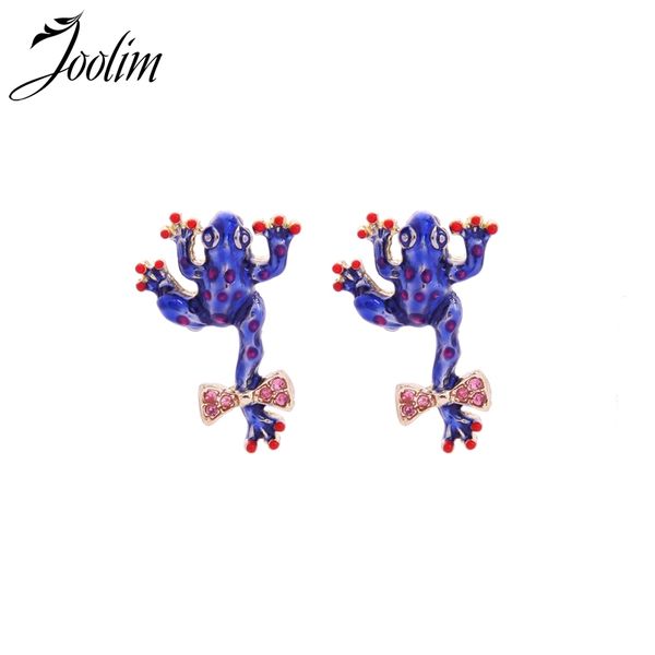 

stud joolim cute green purple enamel frog earring jewelry wholesale, Golden;silver