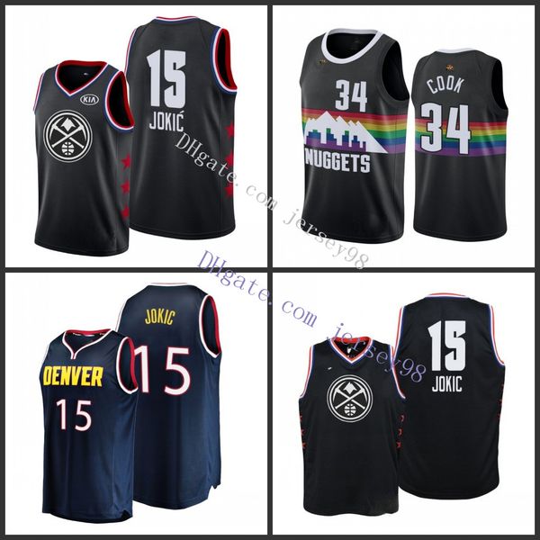 

denver nuggets men 34 tyler cook 15 nikola jokic basketball jerseys, Black