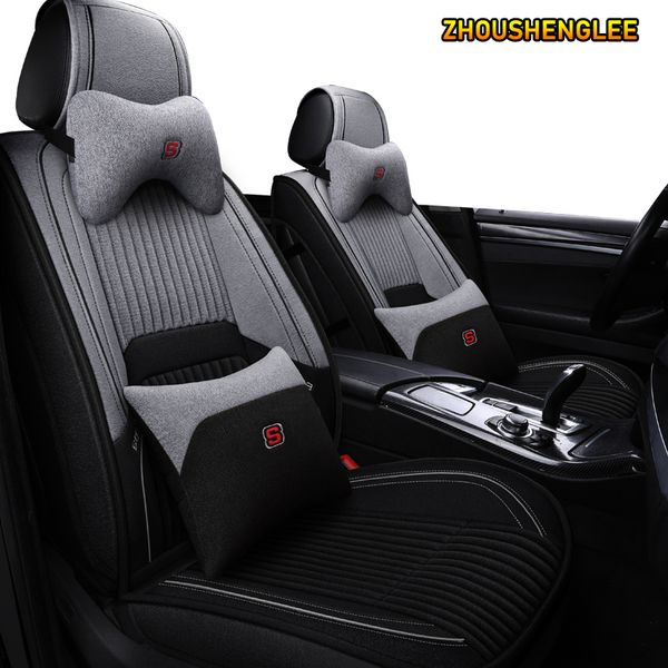 

zhoushenglee flax car seat covers for leaf x-trail t30 navara d40 almera n16 primera p12 terrano teana j32 classic seats
