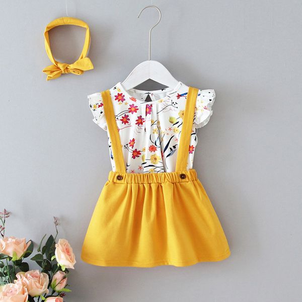 

2pcs set newborn girl clothes cute big bow vest flower skirts baby summer beach skirt streetwear, White