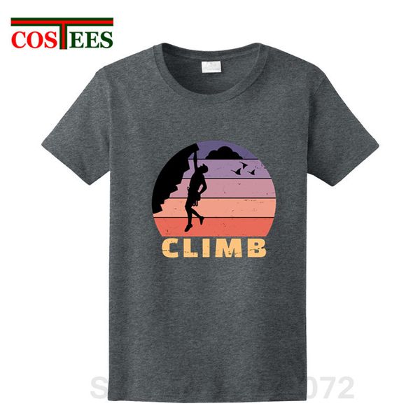 

retro sunset climber t shirts men cool man rock climbing & bouldering t-shirts homme vintage rock climber tshirt hombre camiseta