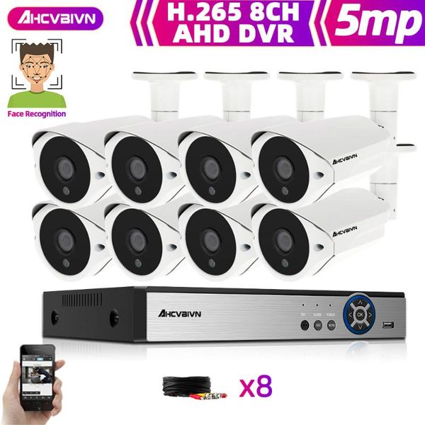 

systems h.265 5mp security camera system 8ch ahd dvr kit 4/8pcs 5.0mp hd indoor outdoor cctv p2p video surveillance set