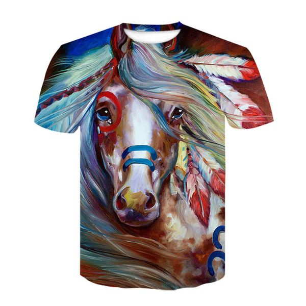 

wearing a flower headband horse 3d animal 3d print shirts funny comics horror men clothing