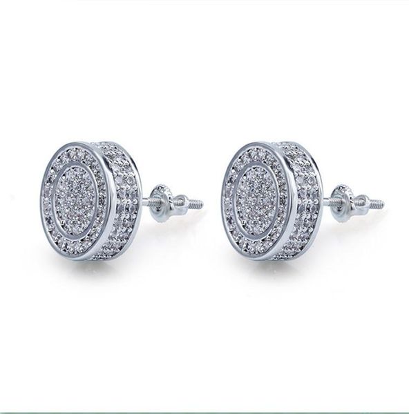 

designer earrings hip hop jewelry luxury mens stud earrings brand iced out diamond fashion gold silver for men bling crystal accessories, Golden;silver