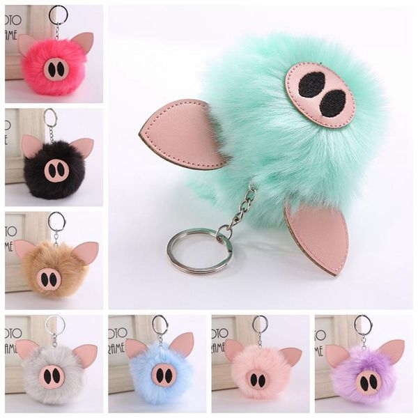 

gift car xmas keychain ring cute pig pig pendants fluffy key faux fur handbag rabbit women bdegarden dlagp, Silver