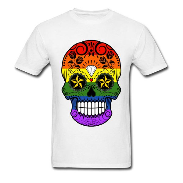 

hip-hop t-shirt gay pride rainbow flag skull fashion design men's unique clothes streetwear hip hop t shirt men