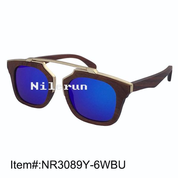 

sunglasses men women's square brown polarized lens magrey metal bridge ebony wood, White;black