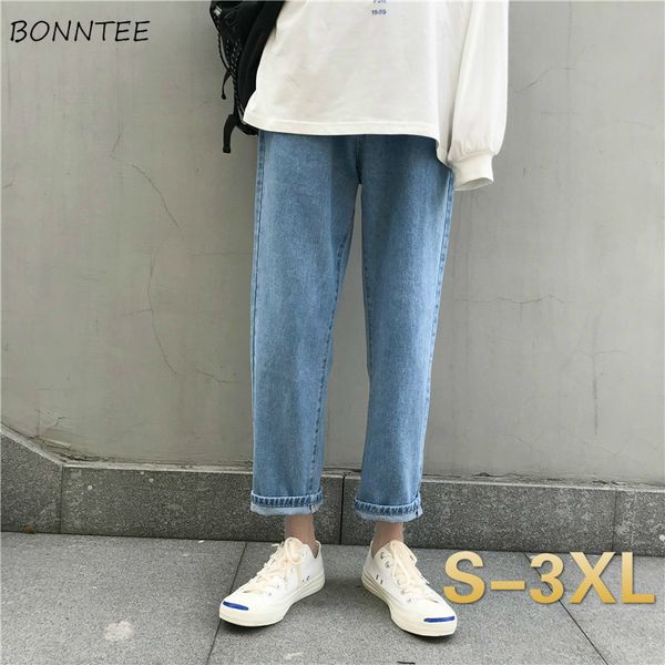 

men's jeans men ins simple thin ankle-length straight baggy plus-size 3xl trendy all-match leisure trousers mens korean-style wide-leg, Blue