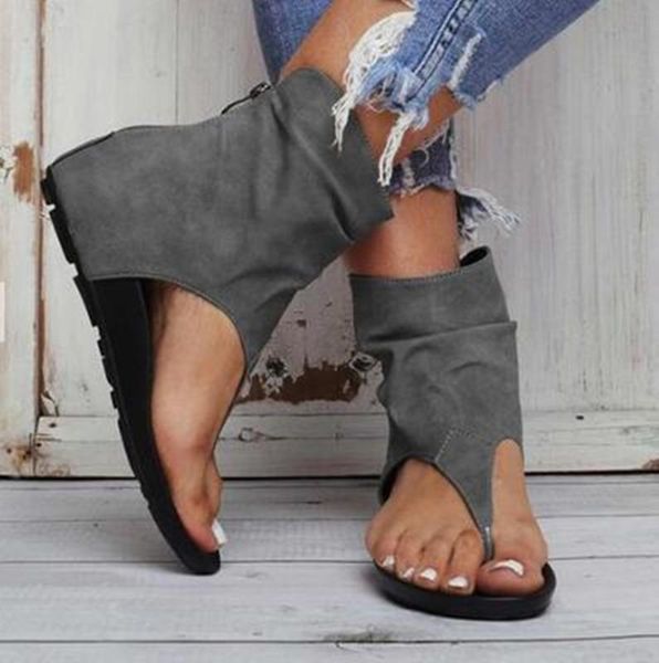 

2020 new women summer sandals fashion flip flops zippers casual flat bottom buckle women shoes beach ladies plus size sandals, Black