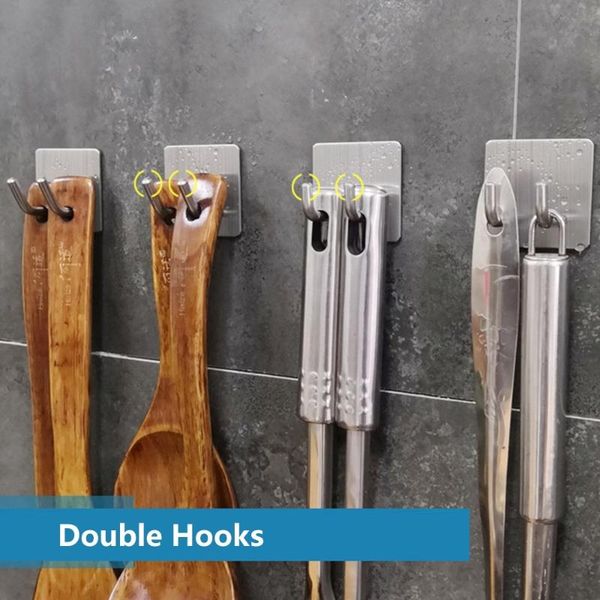 

stainless steel bathroom wall hooks bag clothing towel hanger waterproof self adhesive storage holders kitchen rack resistant