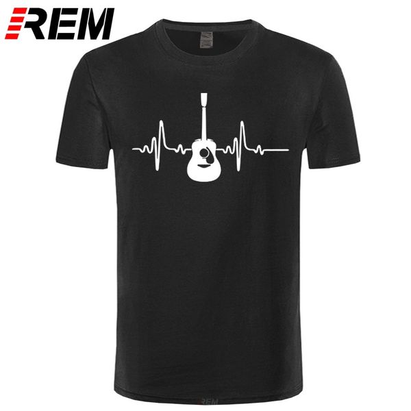 

heartbeat guitar t shirt wave the heart line music lover cool tees 100% cotton black hip hop tshirt