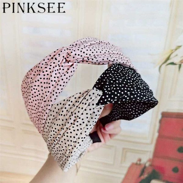

pinksee vintage sweet dot print hair band knotted head hoop women girls bohemia wide scrunchy headdress accessories, Golden;silver