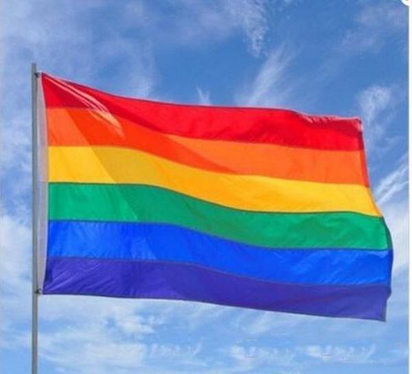 

100pcs rainbow flag 3x5ft 90x150cm pride polyester lgbt flag banner polyester colorful rainbow flag for decoration 3 x 5ft