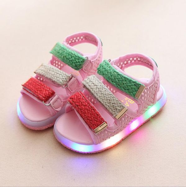 

summer kids led glowing sandals boys girls sport casual light shoes children baby flat shoes kids beach fashion sandals xz19093, Black;red