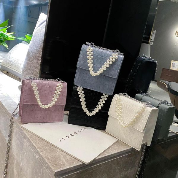 

pearl handle pu leather mini crossbody bags for women 2020 sweet chain shoulder handbags female travel cross body bag