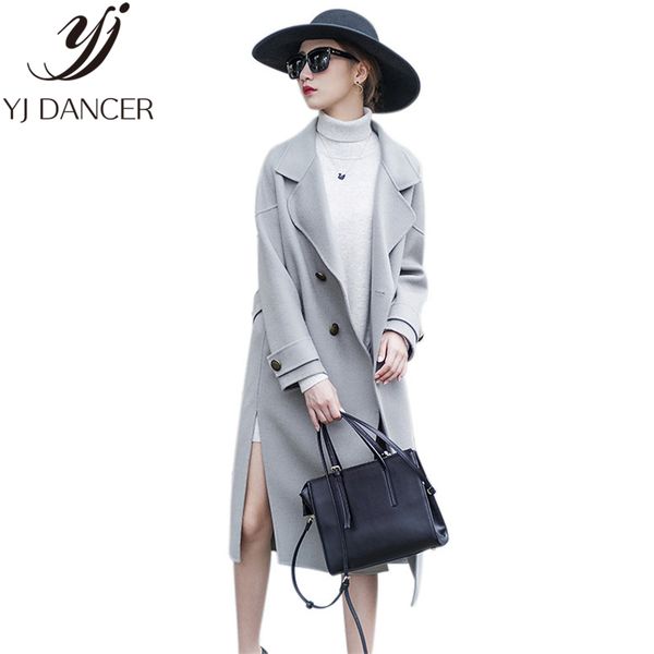 

boutique 2020 winter new plus size fashion women warm loose size long section solid color woolen coat female wool coat ljj0122, Black