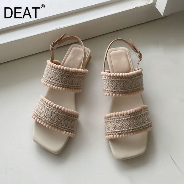 

deat] 2020 new spring summer square toe shallow braid simple pu leather low heels sandals for women shoes fashion tide 10i349, Black
