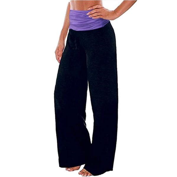 

women pants stitching wide-leg pants yoga sweatpants 5 style fashion casual home wear female flower point print elastic waist trousers 2020, Black;white