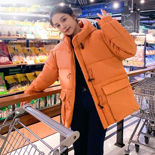

winter coat women 2020 new fashion winter jacket women cotton padded parka outwear hooded horn buttons female jacket, Black;brown