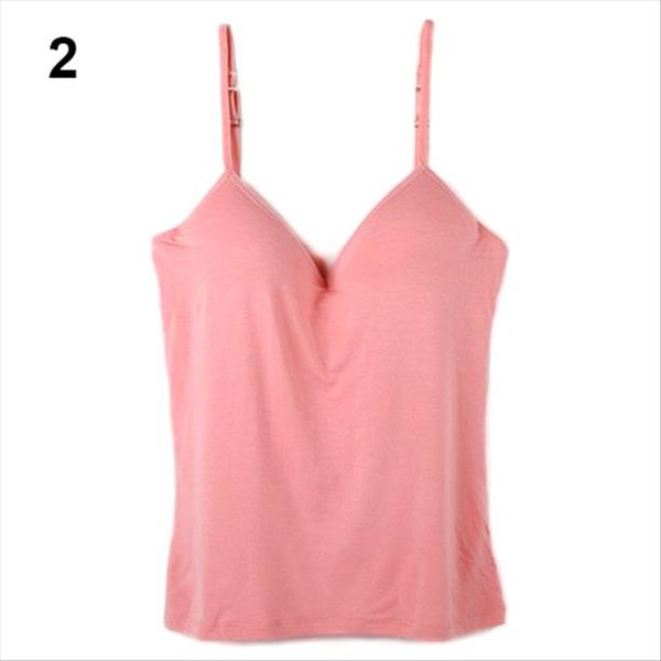 

fashion womens adjustable built in bra padded self mold bra tank tees camisole retail wholesale 5aux 7ebs, White