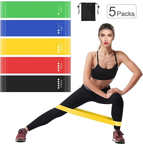 

resistance bands, [set of 5] skin-friendly resistance fitness exercise loop bands with 5 different resistance levels - carrying case in