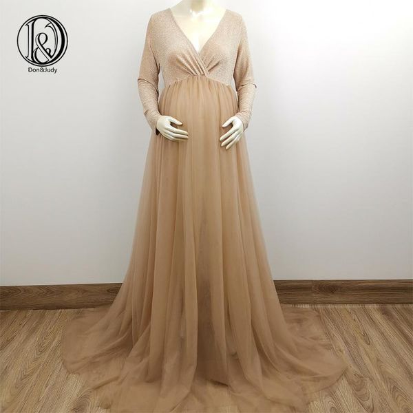 

donjudy тюль для беременного платья для фото shoot длинного платья рукава для беременных женщин maxi платье baby shower индивидуальных плать, White