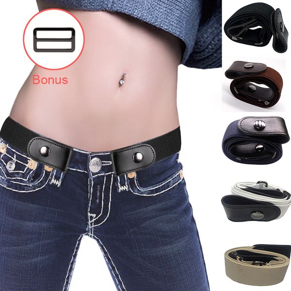 

glrsbuty buckle-elastic belt for jean pants dresses 2020 buckle stretch elastic waist belt for women men girls boys, Black;brown